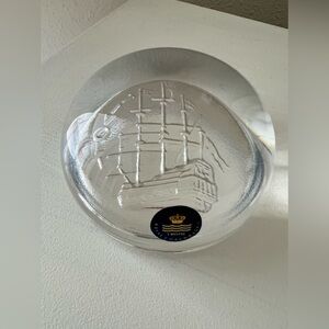 Royal Copenhagen | Ship Nautical | Tivoli Crystal Paperweight | Collectible